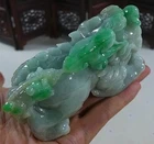 Vintage Natural Type A Green Jadeite Jade Big Pixiu Statue