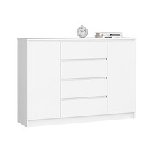 Credenza Soggiorno 2 Ante 4 Cassetti 140x40x100 Artika Bianca