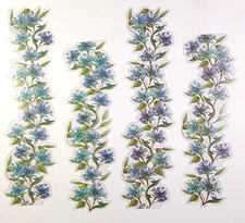 Flowers Vertical Beautiful Blue Purple Acetate Stickers K&Company Set of 4
