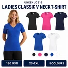 UNEEK Womens Classic V Neck T-Shirt Ladies Short Sleeve Plain Cotton Tee Top