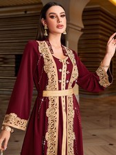 Muslim Women Dubai Abaya Turkey Kaftan Evening Party Long Maxi Dress  Gown Robe