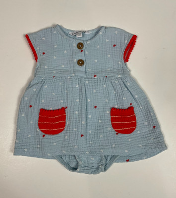Emily and Oliver Baby Girls Heart Print Gauze Outfit Size 3-6 Months