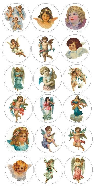 Vintage Angels Cherubs Labels Stickers Decals CRAFTS Teachers Made In USA #D162