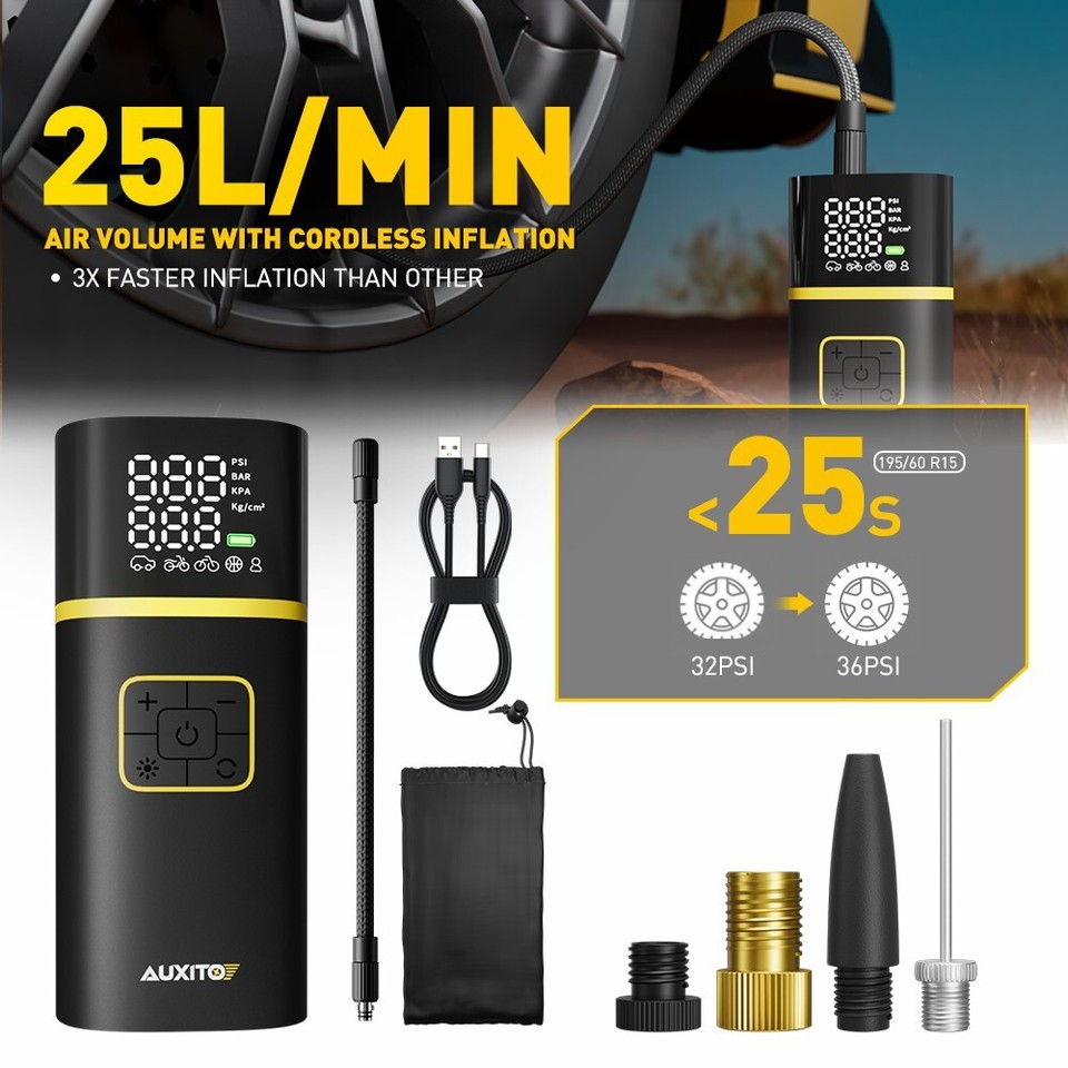 Fits Car Moto Tires Bike Air Pump Portable 150 PSI Air Compressor Tire