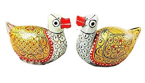 Pieza de exhibición de pato de madera hecha a mano y pintada para decoración de oficina en casa Foto 3 de 4