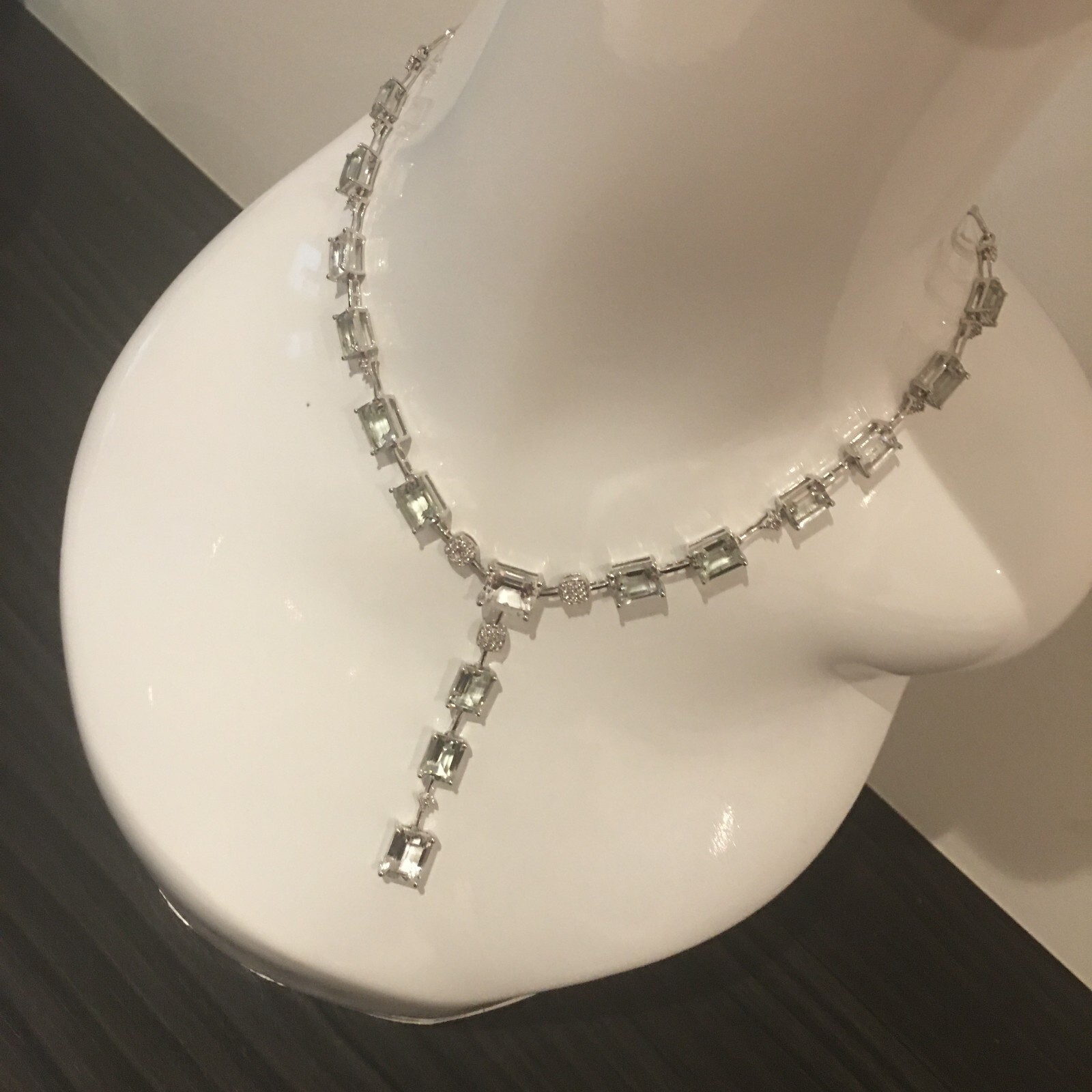 NEW - Stunning Green Amethyst & Real Diamond Solid Silver 925 Necklace, RRP £620 - Picture 8 of 16