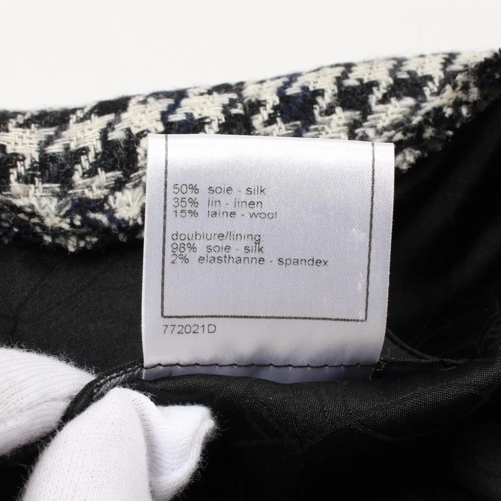 CHANEL Giacca Gonna P31115V21032 Lana Seta Bianco Nero Navy Usato Donnask36