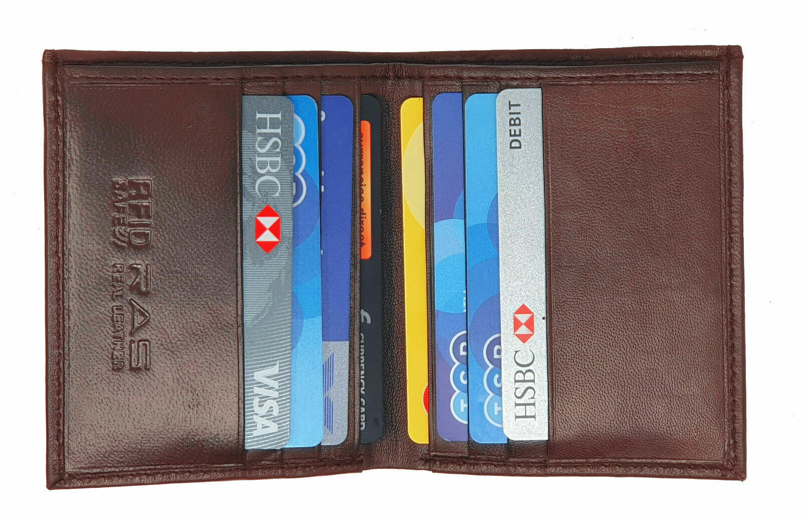 Ras Men's Handmade Brown Leather Bifold Wallet With RFID Blocking & Multi Card Slots