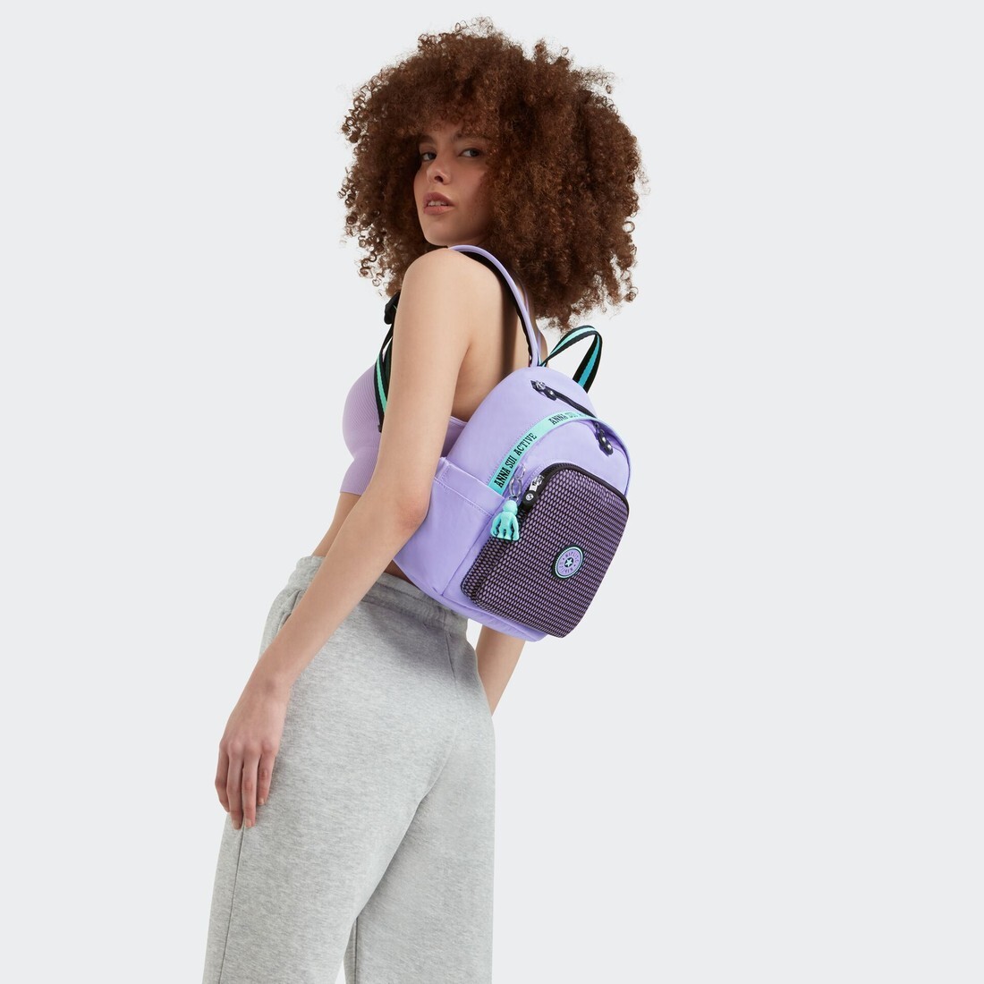Kipling x Anna Sui backpack Delia Mini Bag Lilac + Monkey