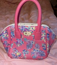 Luv Betsey Johnson Satchel Pink Floral Tropical 10"x7"x5"