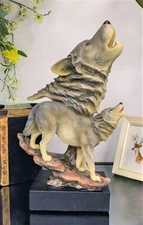 Ebros 15"H Full Moon Wildlife Howling Wolf Bust Statue On Museum Pedestal Base