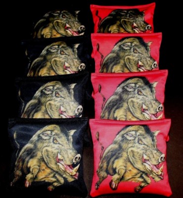 MALE WILD HOG TOP TUSK BLACK RED 8 ACA Regulation Cornhole Bean Bags B295