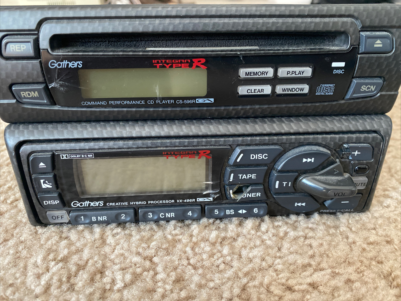 Honda INTEGRA TYPE R OEM DC2 GATHERS Carbon fiber Stereo Factory Double