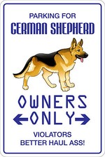  Aluminum Parking For German Shepherd 8"x12" Metal Novelty Sign NS 111