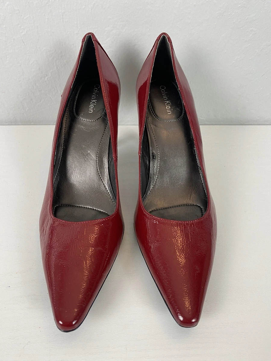 Calvin Klein Dolly Classic Pump Slim Heels Ruby Red Leather