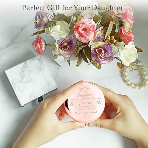 Espejo compacto regalo cumpleaños hija de mamá papá a mi hija - Imagen 2 de 6