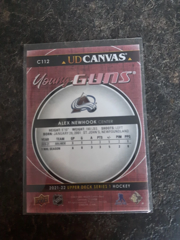2021-22 Upper Deck Series 1 Young Guns Canvas Alex Newhook YG RC Card# C112 - Image 2 of 2