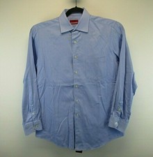 Alfani Button Up Shirt Men's Large Slim Blue with Blue Stripe Pattern Easy Care