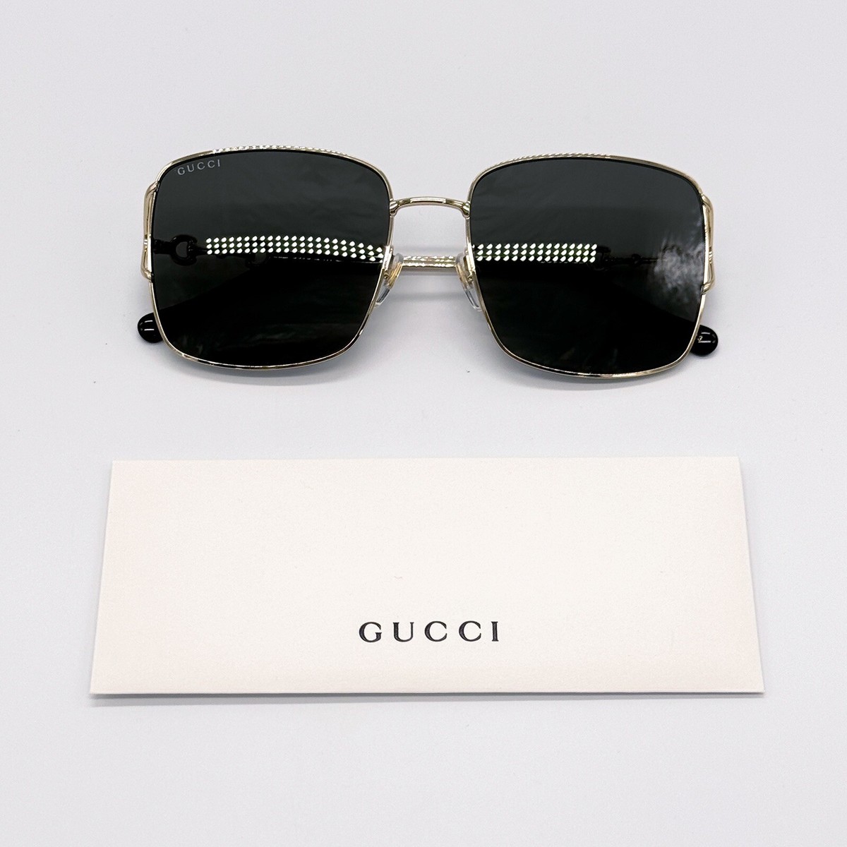 NEW GUCCI GG1018SK 001 SQUARE GOLD GREY WOMEN SUNGLASSES