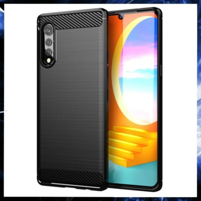 For LG VELVET 5G CARBON FIBER SHOCKPROOF CASE BLACK HEAVY DUTY