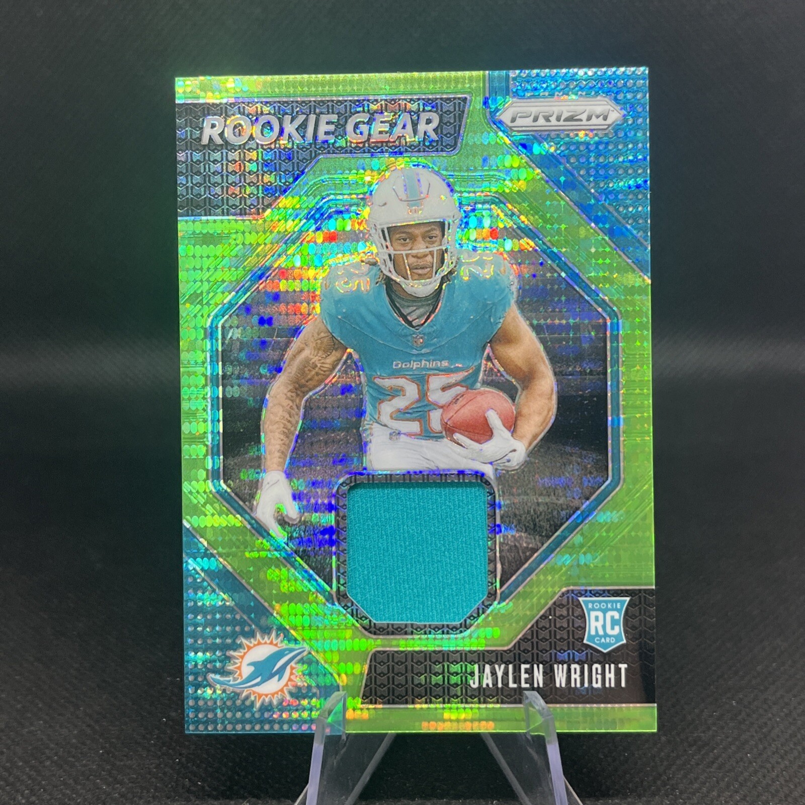 2024 Panini Prizm Jaylen Wright Rookie Gear Neon Green Pulsar Prizm Patch (RC)
