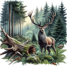 XXL 18X18 Autoaufkleber Hirsch im Wald Aufkleber Wetterfester Vinyl