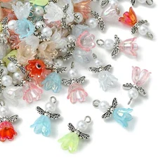 90pcs Acrylic Angel Charms Fairy Tibetan Style Wings for Necklace Earring Making