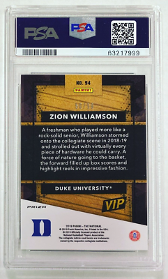 グライオン　PSA9 2019 Panini National Convention Zion Williamson VIP Purple Prizm