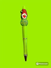 Strawberry Garden Gnome Beaded Black Ink pen