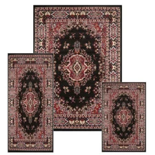 3 Pc. Set Home Dynamix Black Bordered Machine Made Medallion Area Rug 7069-450
