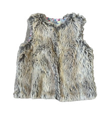 Genuine Kids by OshKosh B'Gosh Brown Faux Fur Vest Toddler Size 4T Floral Lining