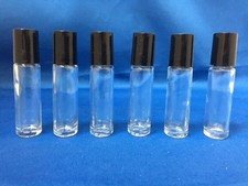 6 Pack 10ml Clear Transparent Glass Roller Ball Bottle-With Cap  Free Shipping