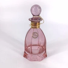 SC Line Crystal Perfume Bottle With Stopper 6 1/4” Pink Italy Vintage