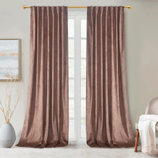 Luxury Gold Foil Print Dusty Rose Velvet Curtains 108 Inches Long Back Tab Therm