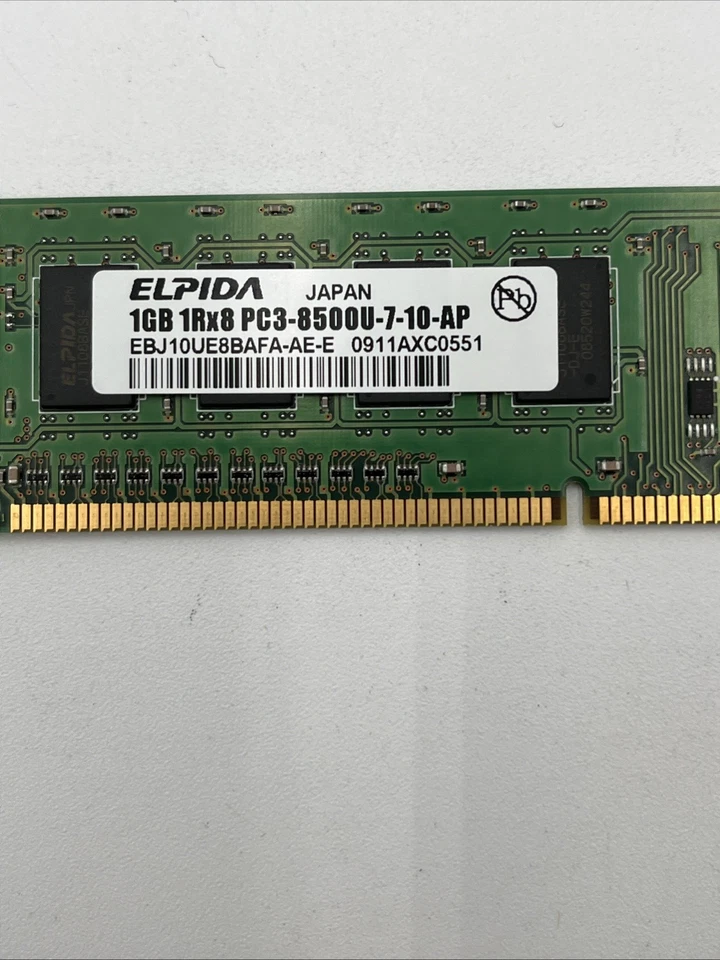 Elpida EBJ10UE8BAFA-AE-E 1Rx8 PC3-8500U-7-10-AP 1GB Memory RAM DDR3-1066Mhz - Image 3 of 3
