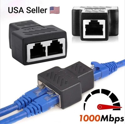 RJ45 Splitter Adapter 1 to 2 Ways Dual Female Port CAT6/5/7 LAN Ethernet Cable