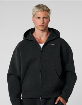 YoungLA Mens 5156 Scuba Zip Ups Hoodie Black Heather XL NWT SOLD OUT
