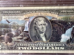 Yellowstone National Park Authenticated Uncirculated Note In slab.