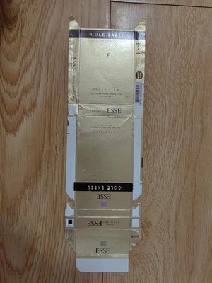 opened empty cigarette Hard pack--100 mm-South Korea--ESSE-gold lable