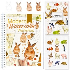 Watercolor Workbook with Step-by-Step - 12 Watercolor Coloring Pages - 100 C...