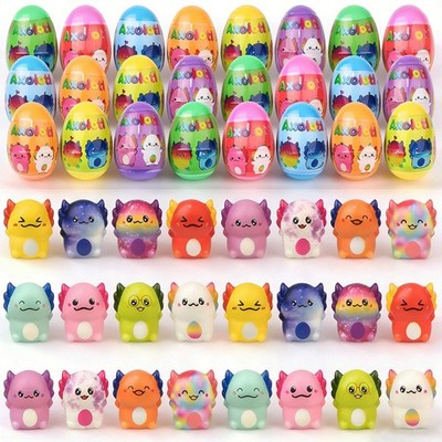 Muyiz 24 Pack Prefilled Easter Eggs with Axolotl Slow Rising Squishy Toys Ins...