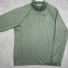L.L.Bean Shirt Men Medium Green Slightly Fitted Pullover Performance Quarter Zip