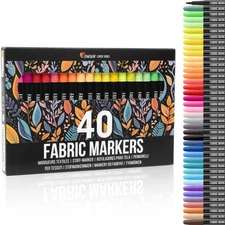 Zenacolor 40 Fabric Markers Pens Set - Non Toxic, Indelible and Permanent Fa...