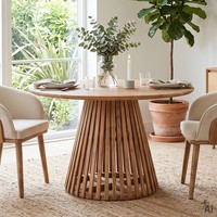 Esstisch Rund 120 Cm Esszimmertisch Aus Massivem Akazienholz Natur