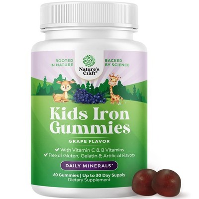 Kids Iron Gummies - Blood Builder Supplements for 60 Count (Pack of 1)