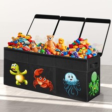 Extra Large Toy Box, Collapsible Sturdy Storage Organizer 155L, black