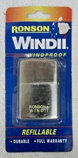 New Old Stock RONSON WIND II Windproof Cigarette Lighter Stainless Flip Top NOS