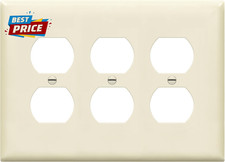 Triple Duplex Wall Plate, Three Gang Electrical Outlet Cover, Gloss Finish, Mid-