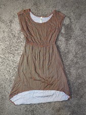 Lovely Day Chevron High Low Dress Womens Orange Blue Elastic Waist Size Small