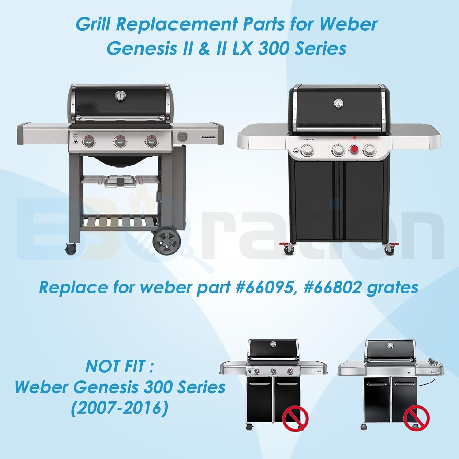 66802 18.75" Grill Grates for Weber GS4 Genesis II 300 Series E-310 E-315